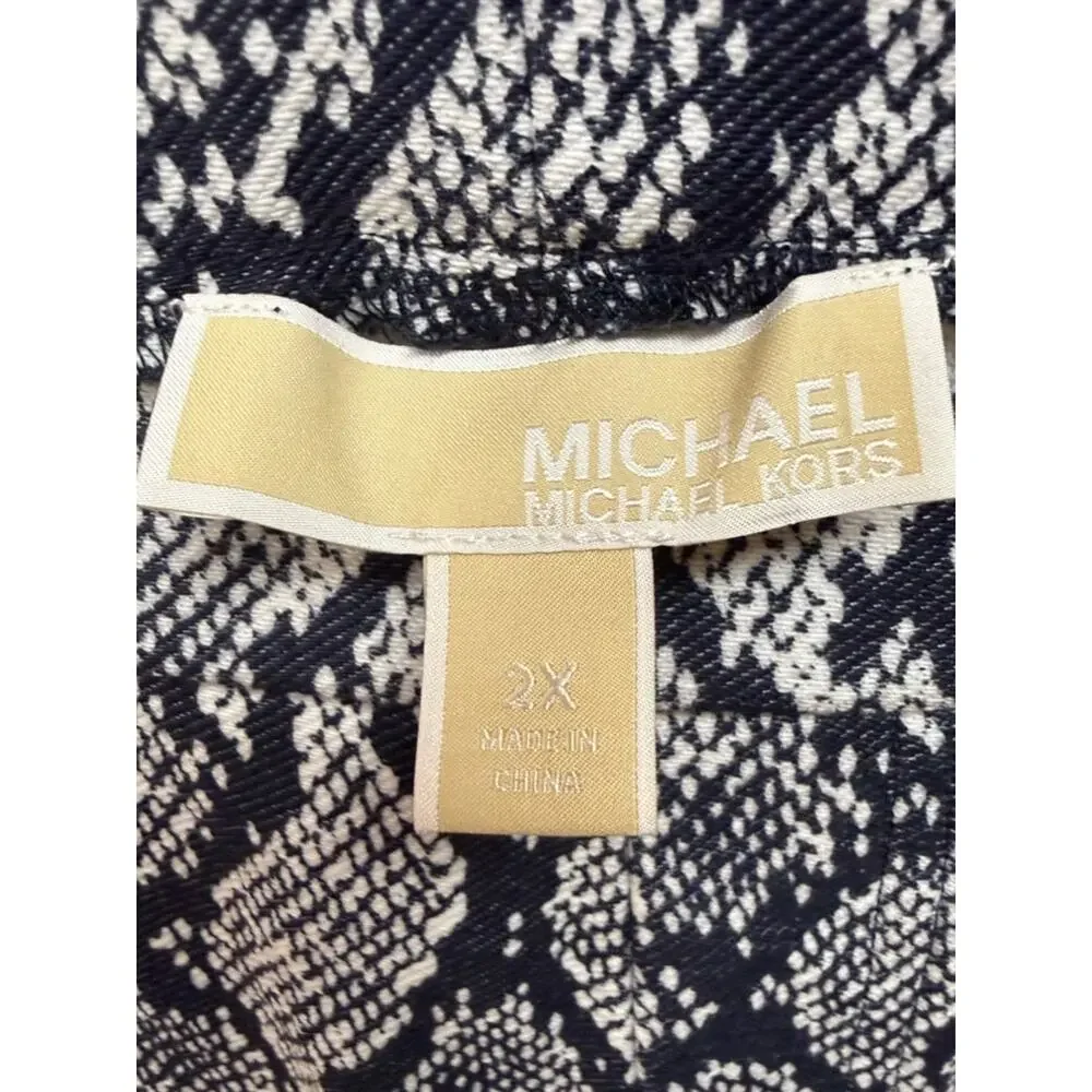 NWT Michael Kors Navy and White Snake-Print Pants 2X